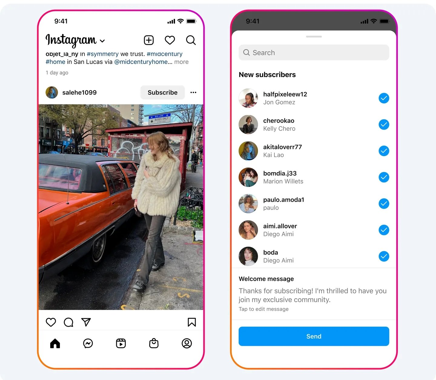 novas funcionalidades do Instagram para subescritores