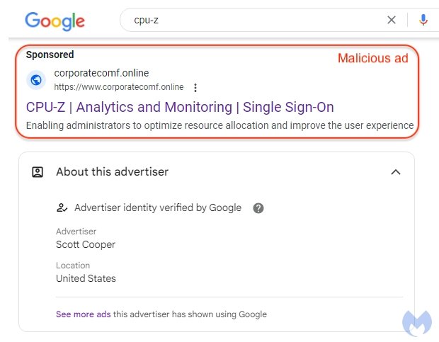 malware em pesquisa da google por publicidade da empresa