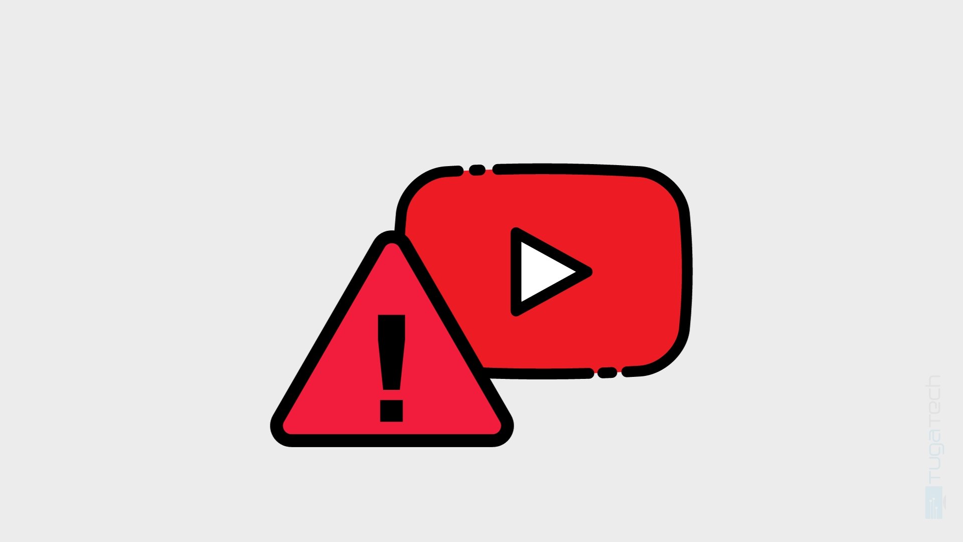 logo do Youtube com alerta