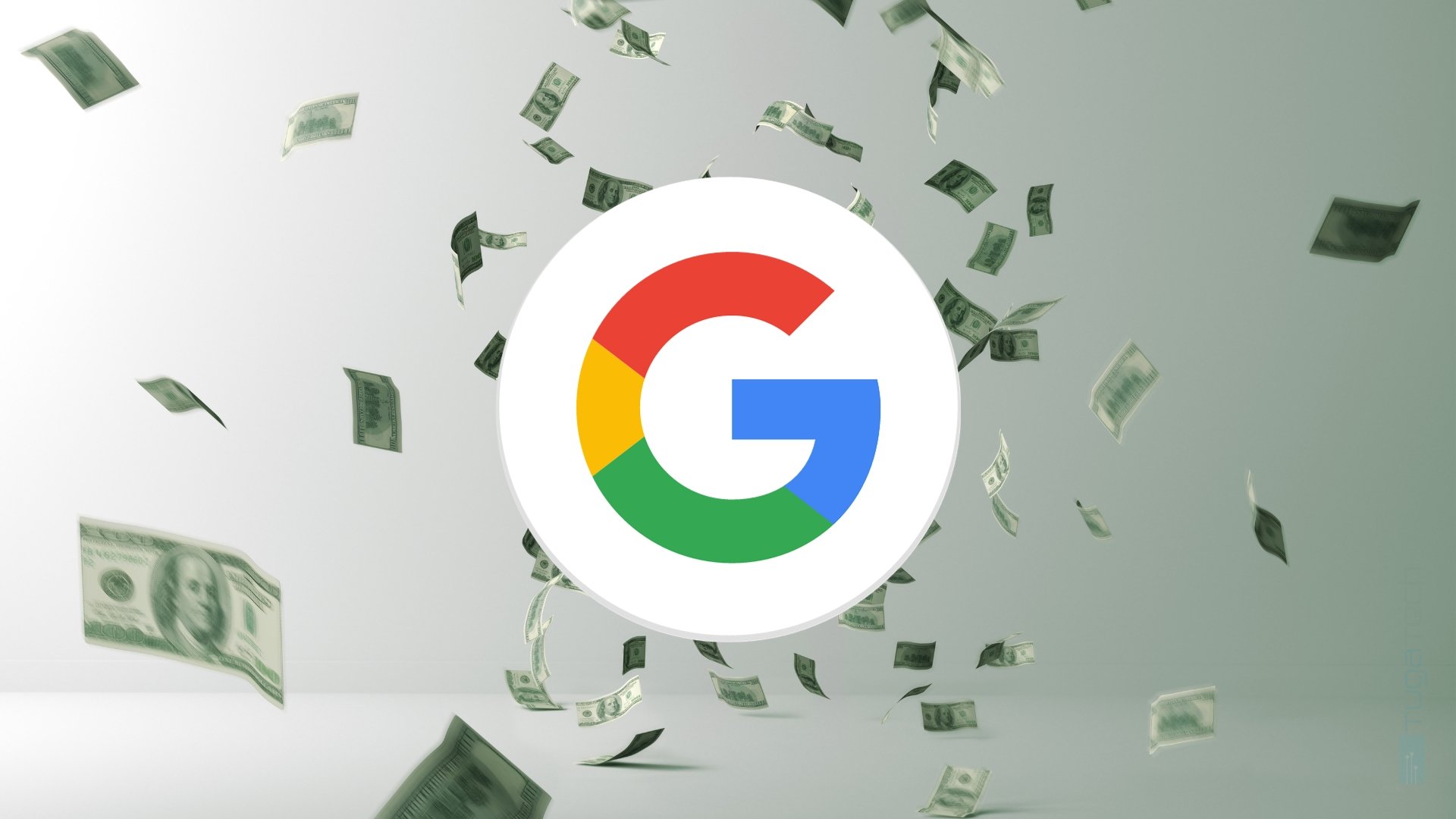 Google com fundo de dinheiro a cair