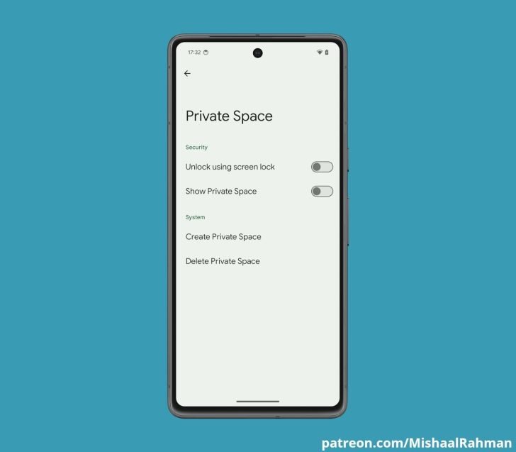 espaço privado do Android 14
