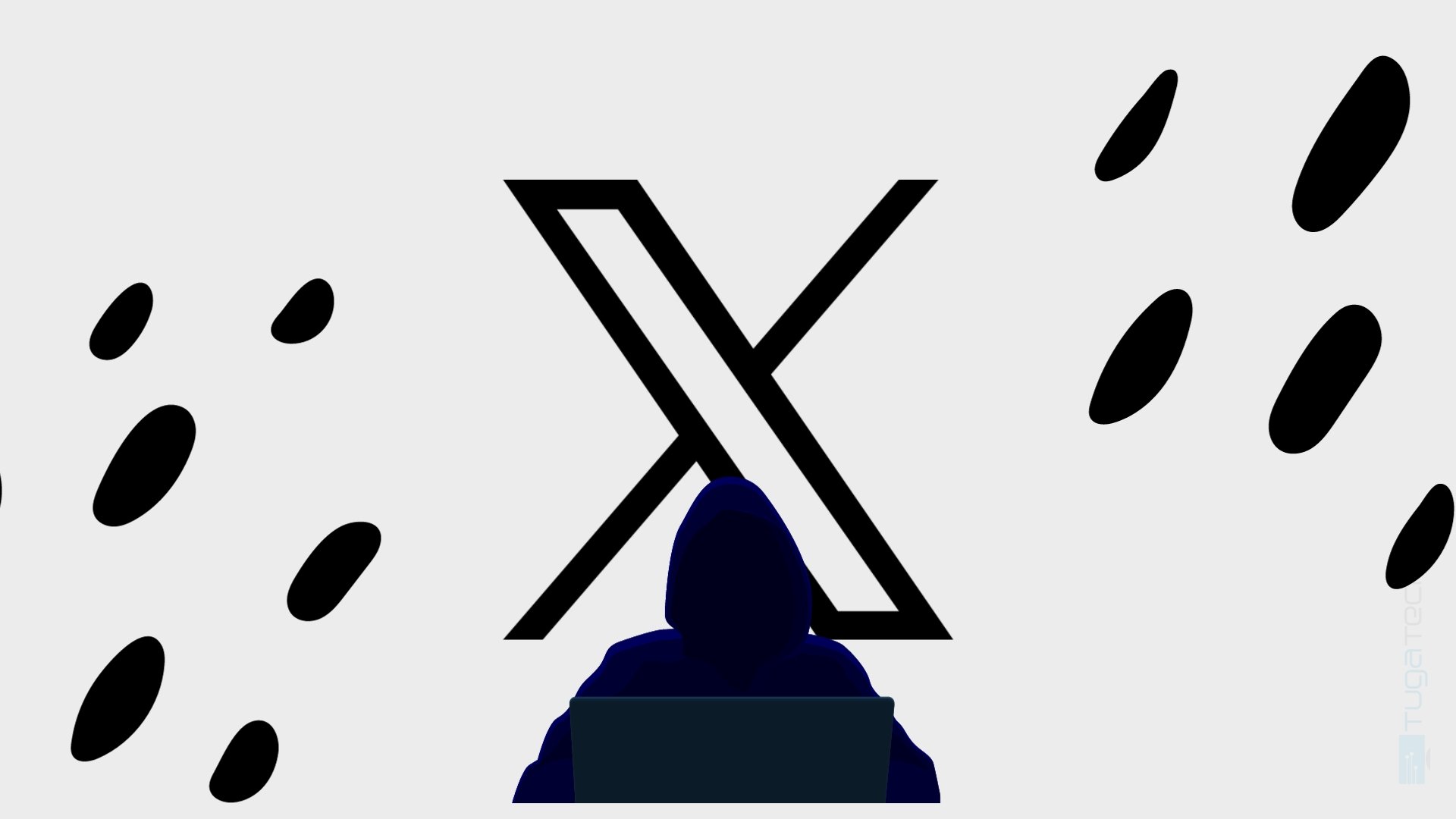 Logo da X com imagem de um hacker
