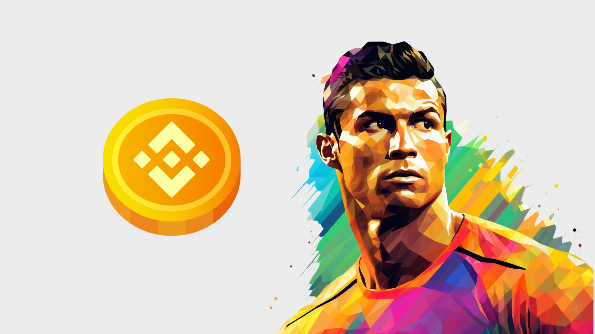 Imagem de cristiano ronaldo com moeda virtual da Binance