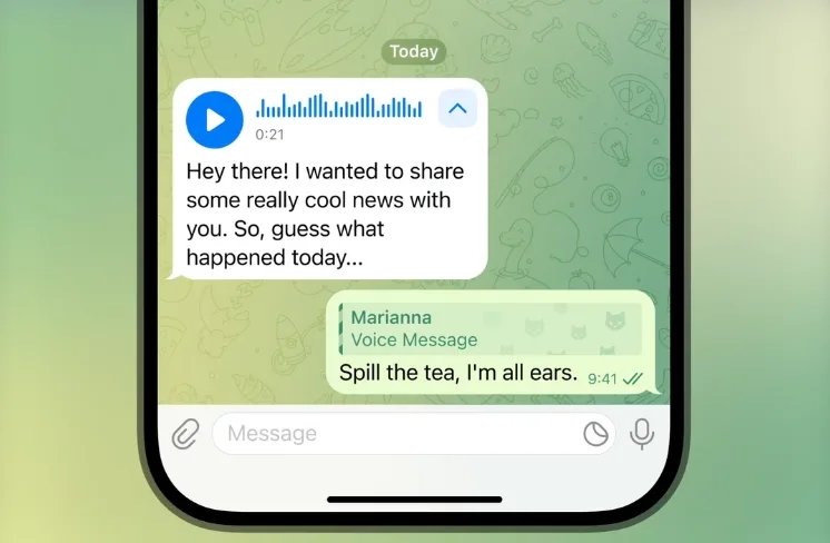 sistema de conversão de mensagens de voz em texto do telegram