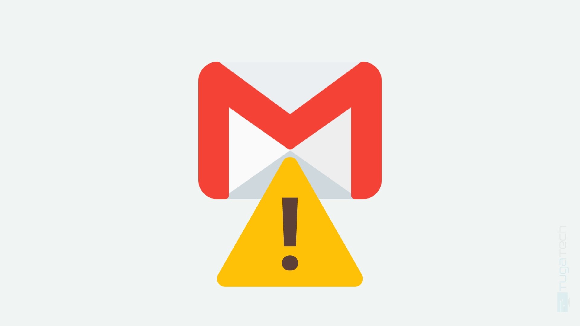 Gmail logo com sinal de alerta