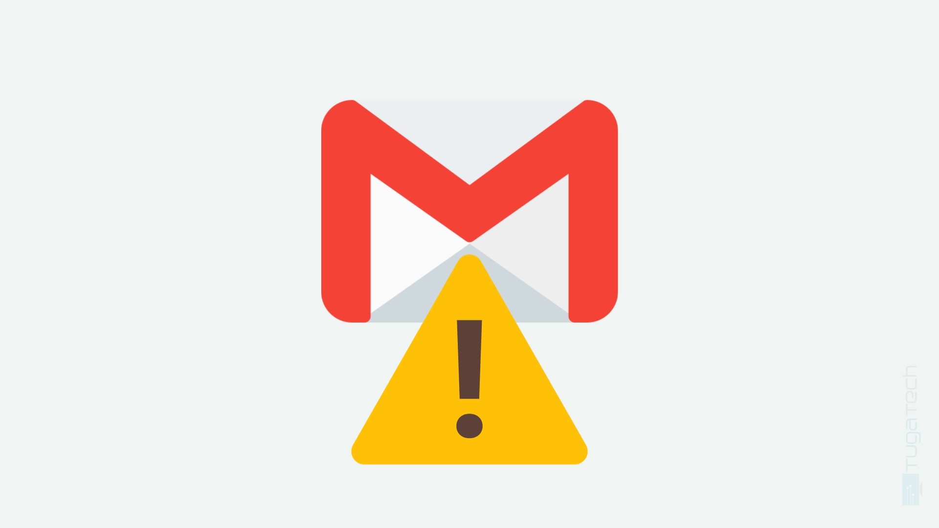 Gmail logo com sinal de alerta