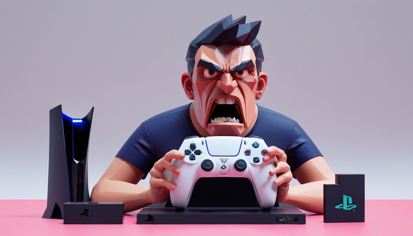 utilizador zangado com comando da Playstation 5