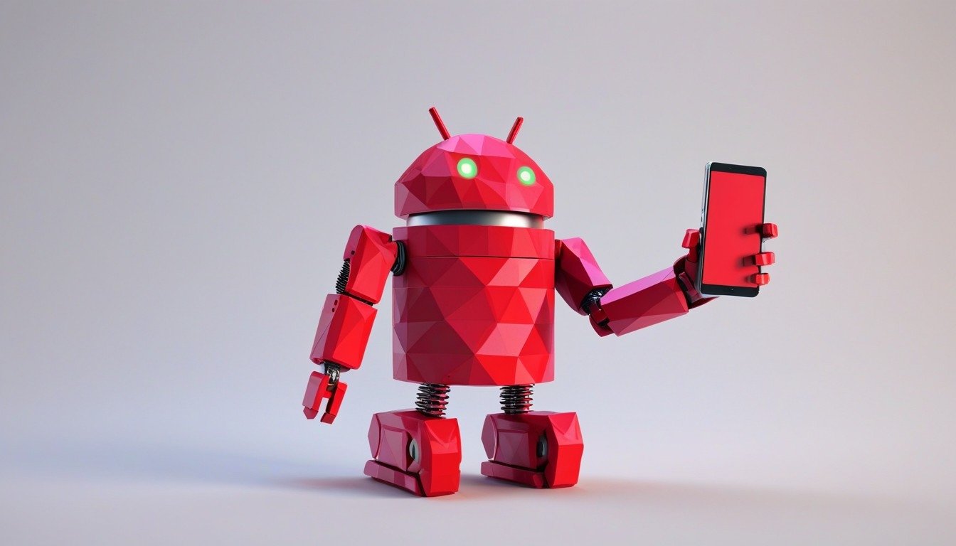 Android robot em vermelho