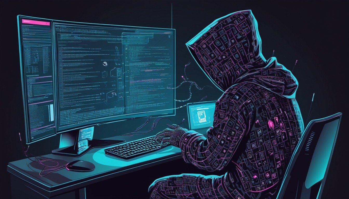 Hacker em frente de computador