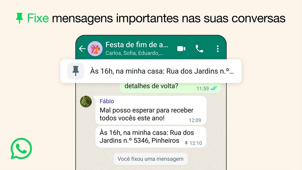 WhatsApp agora permite fixar mensagens nas conversas