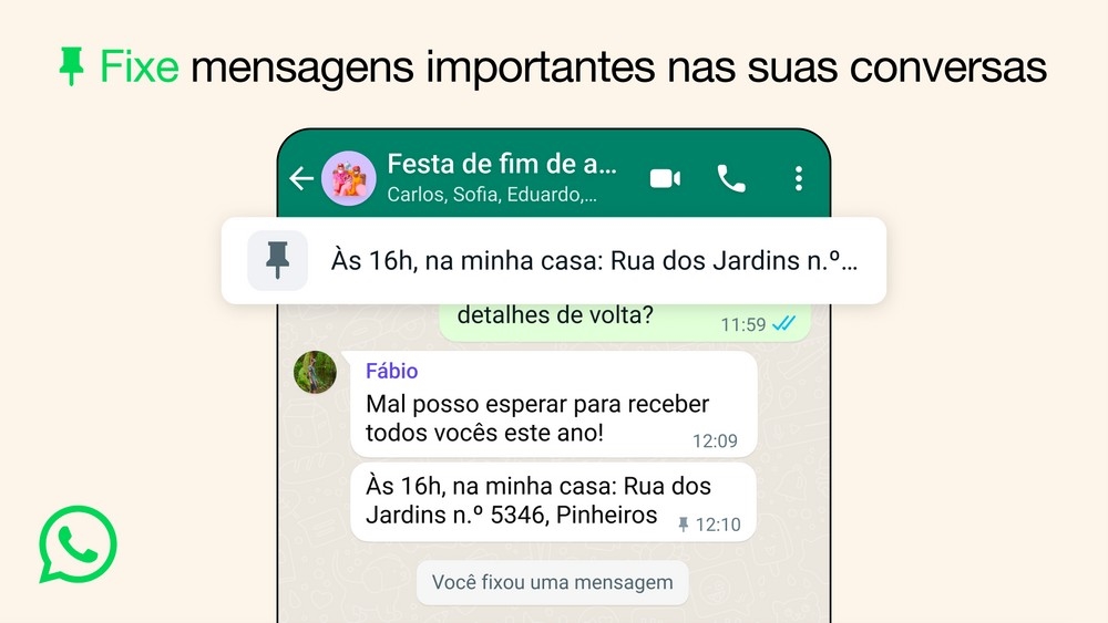 WhatsApp mensagem fixa