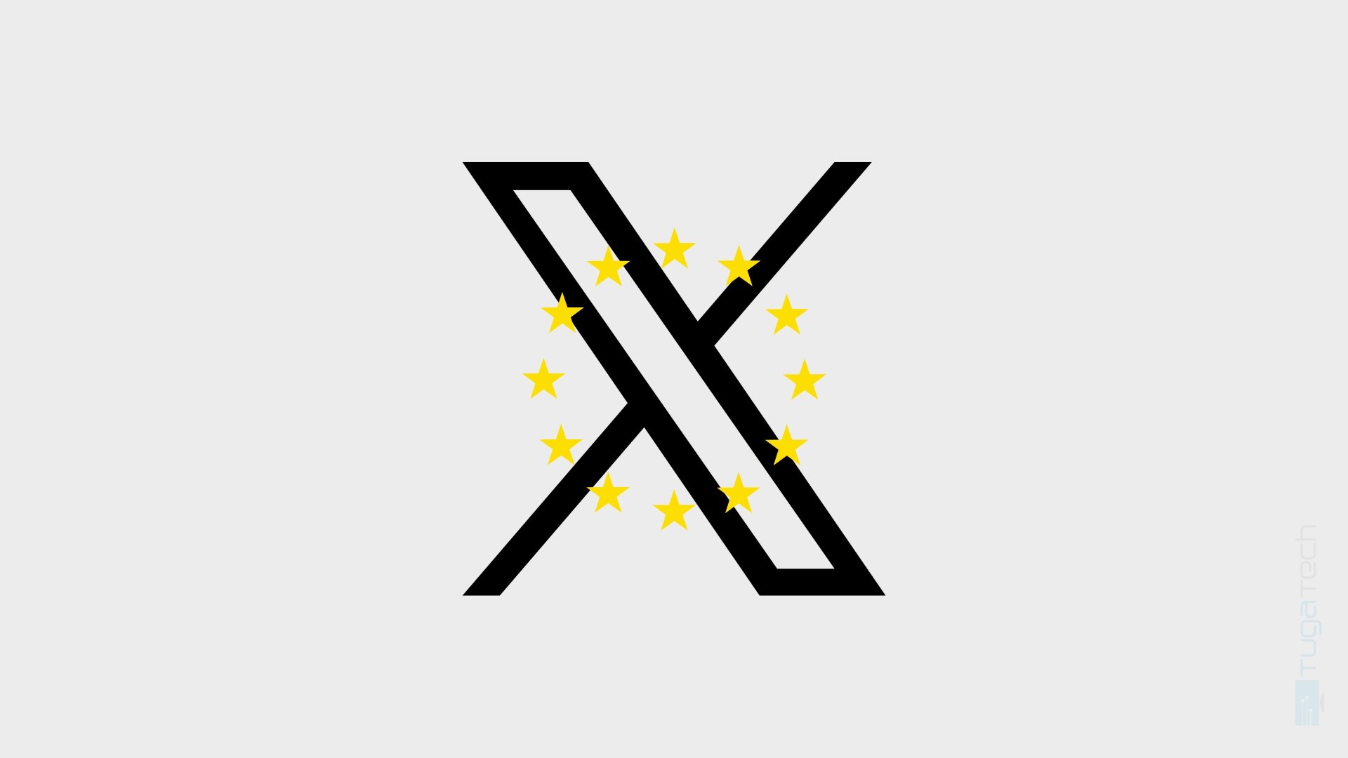 Logo da X com sinal europa