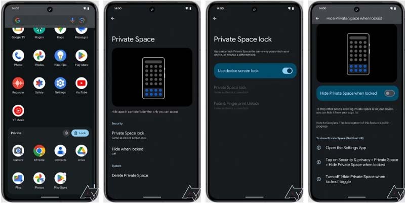 espaço privado do Android