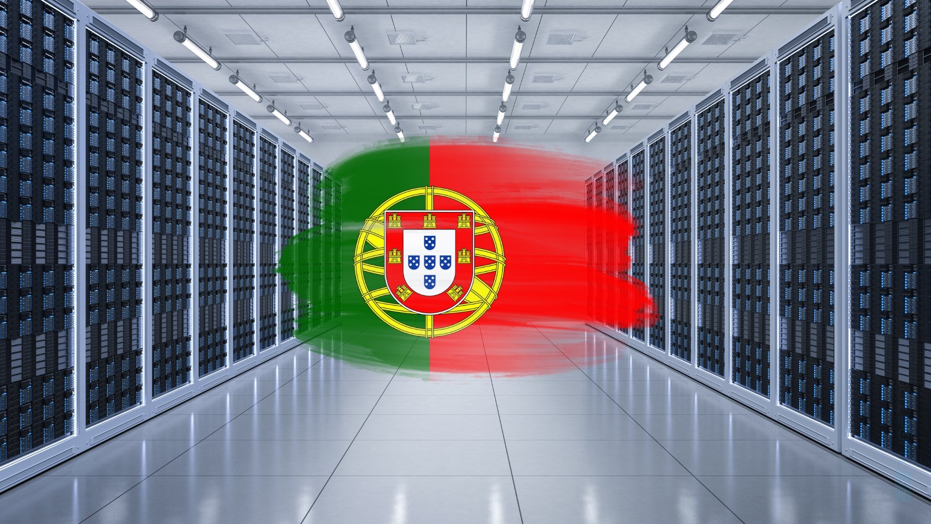 Bandeira de portugal em datacenter