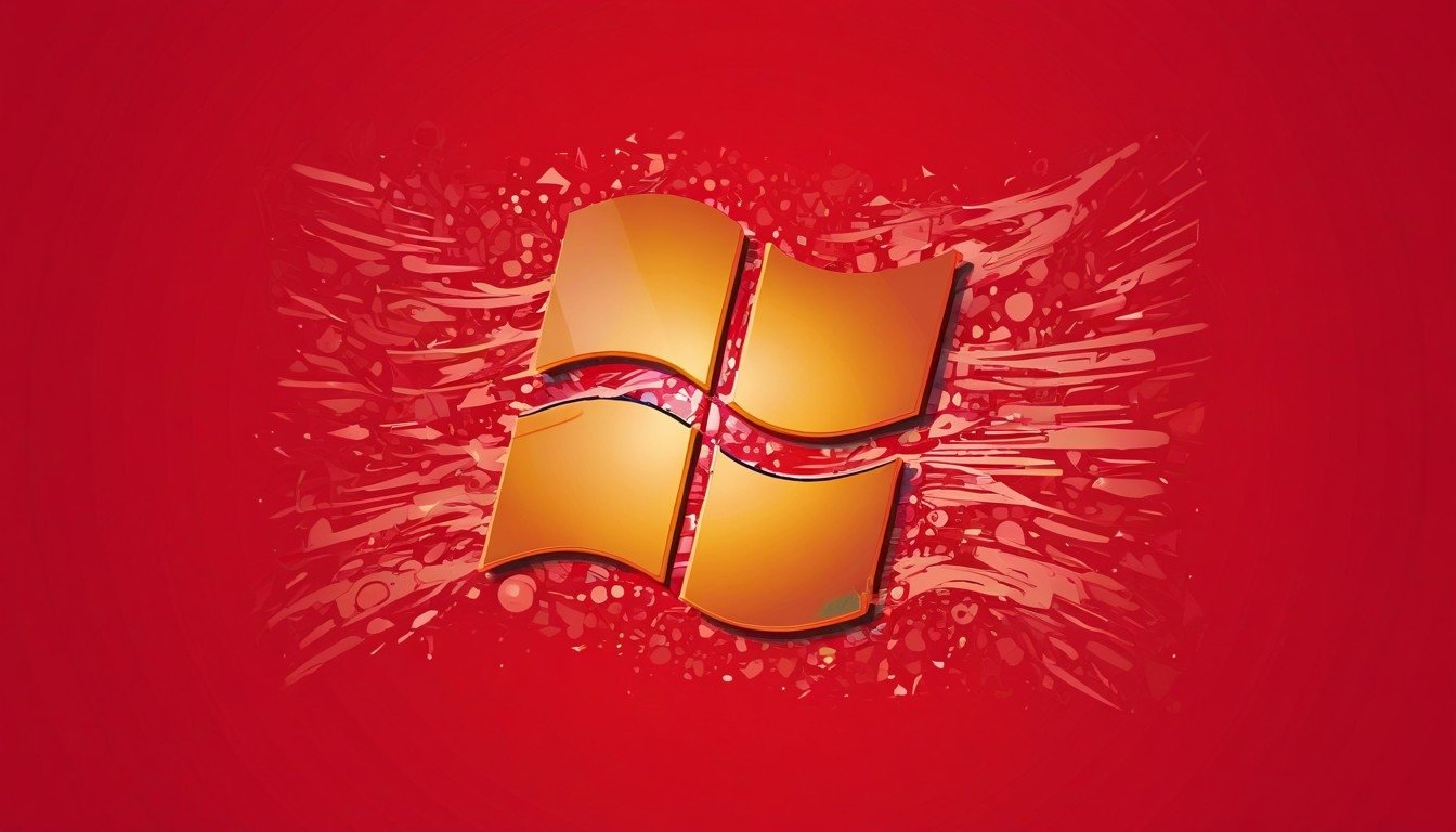 Windows logo em fundo vermelho