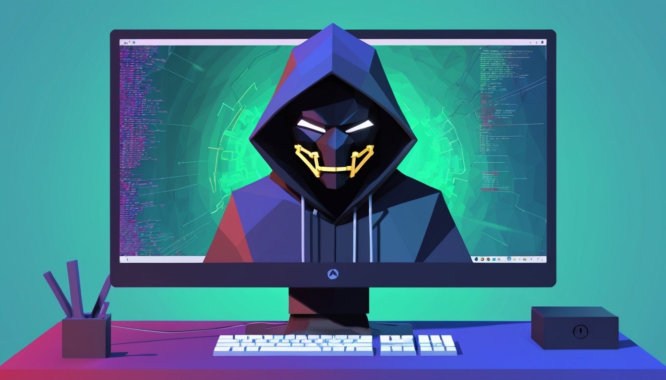 Hacker em monitor de PC