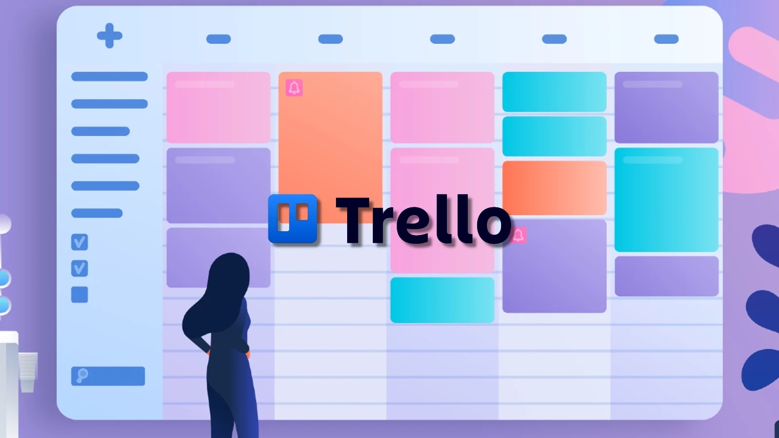 logo da trello com utilizador no fundo