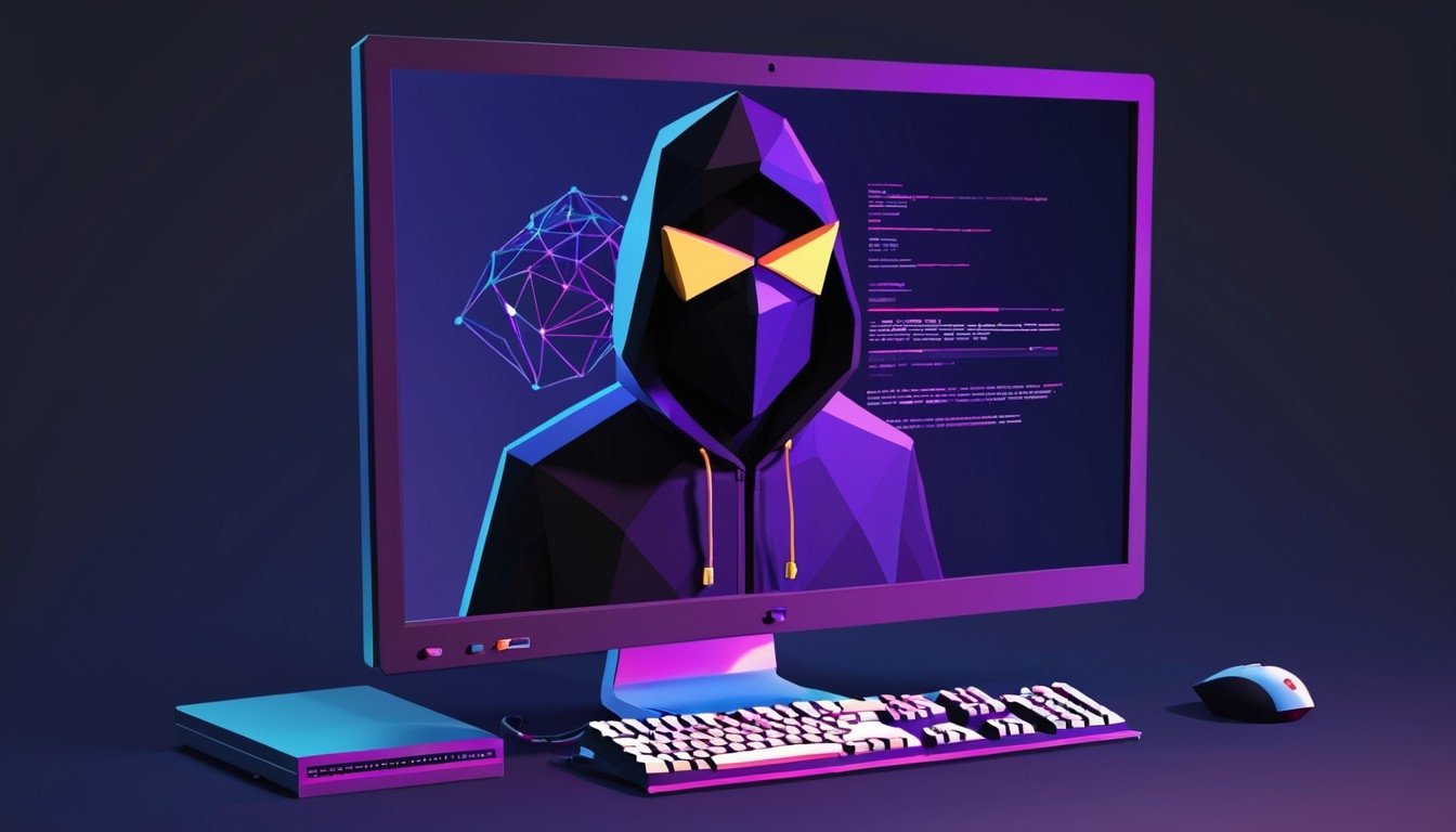 hacker em ecrã de computador