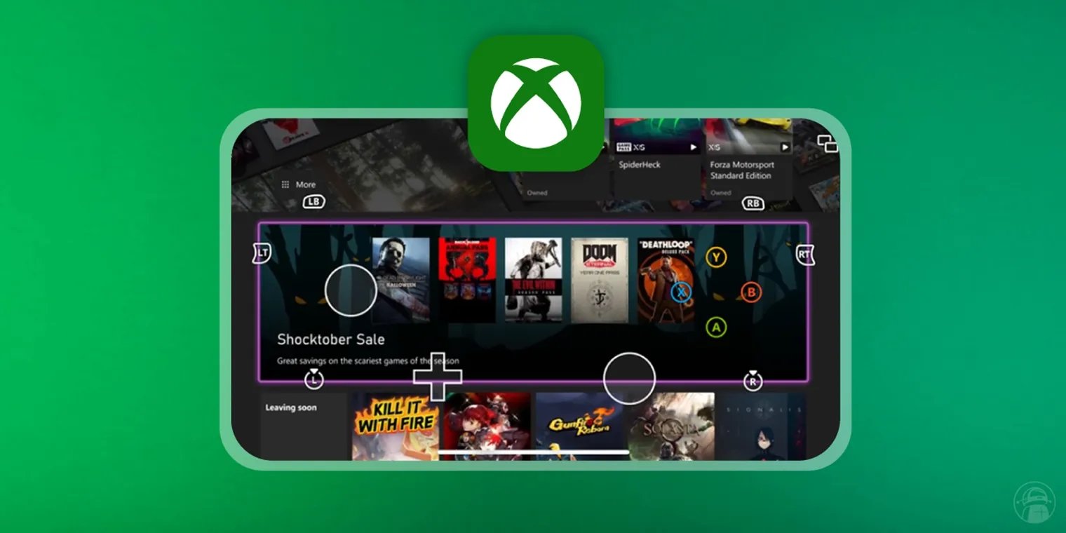 controlos virtuais na app remote play da Xbox
