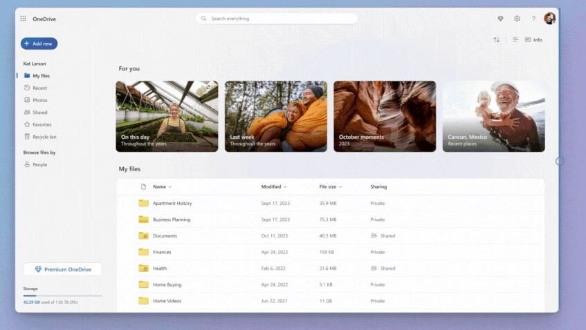 OneDrive começa a receber novo design da interface web