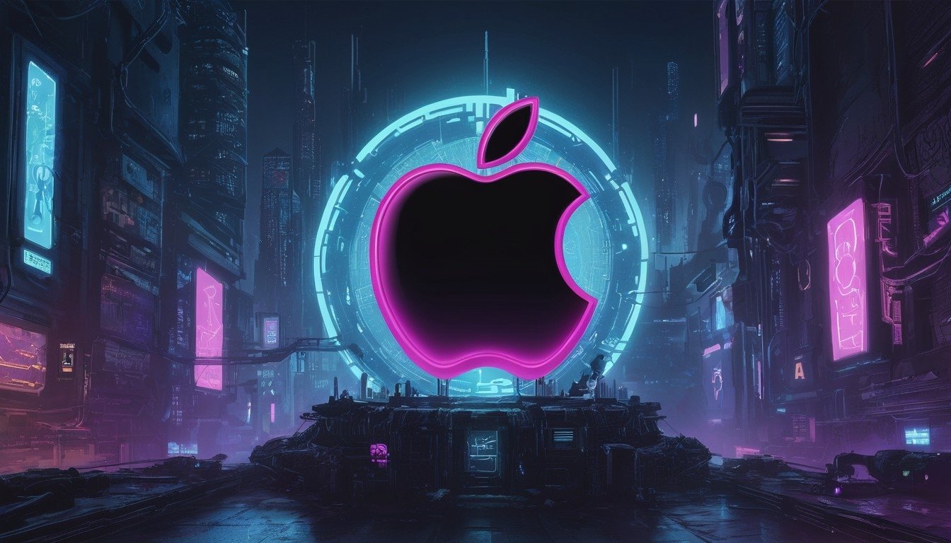 logo da Apple em ambiente futurista