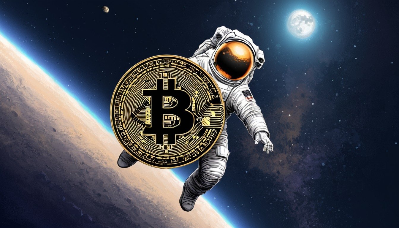 astronauta com bitcoin