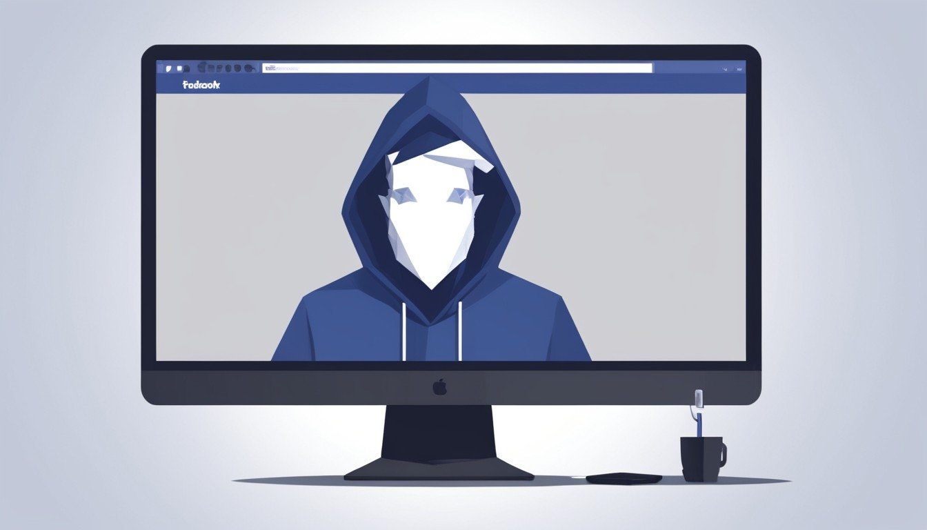 Facebook com hacker no monitor