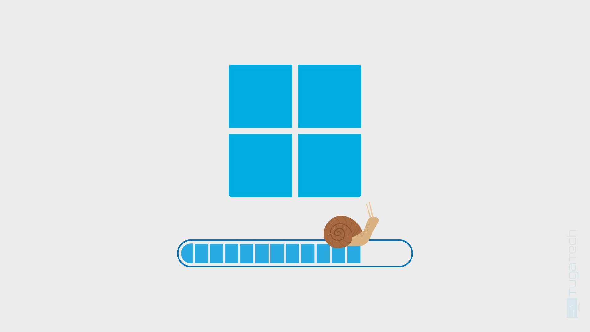 Windows com barra de progresso e caracol