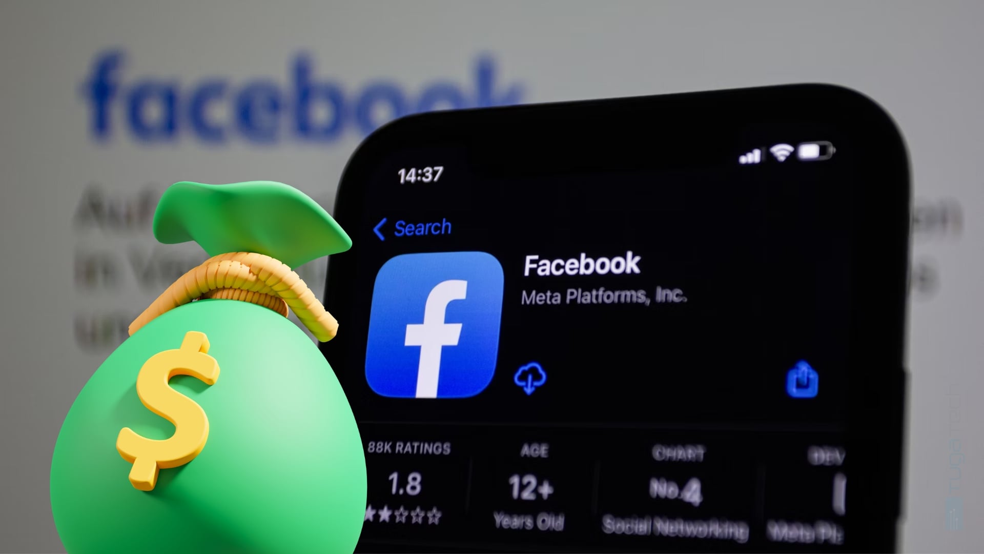 Facebook em app de smartphone