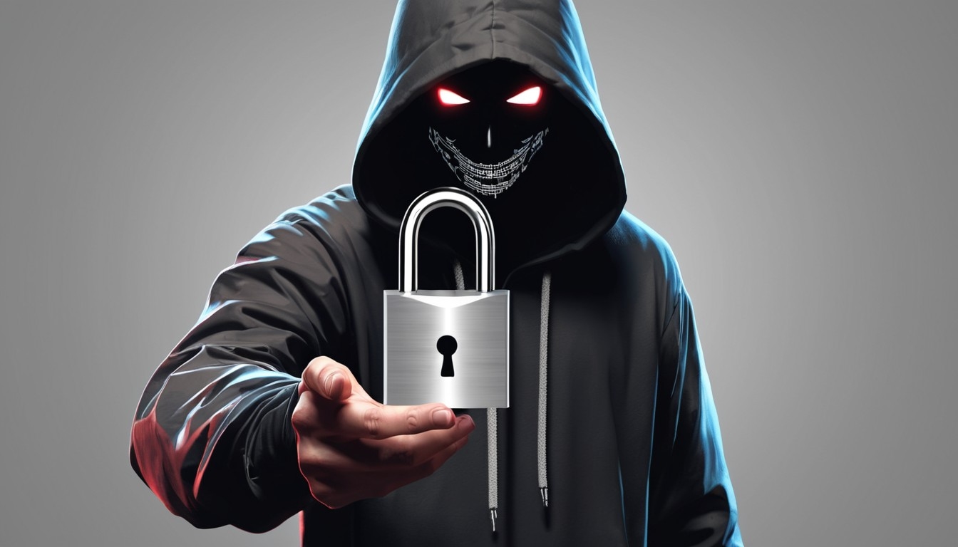 Hacker com cadeado na maao