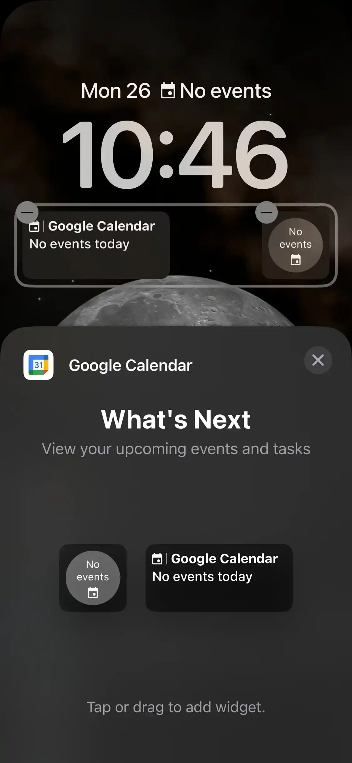 widgets do calendário da Google