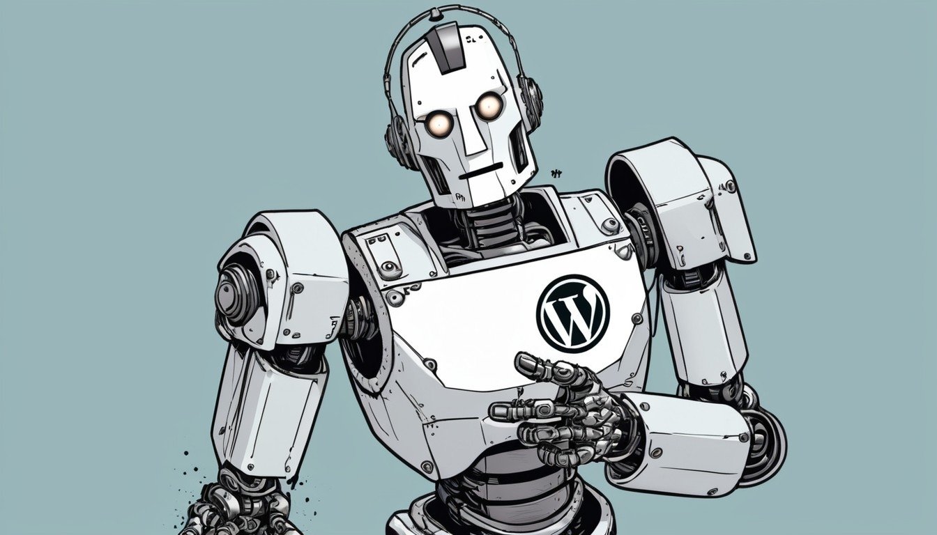 robot com logo do wordpress