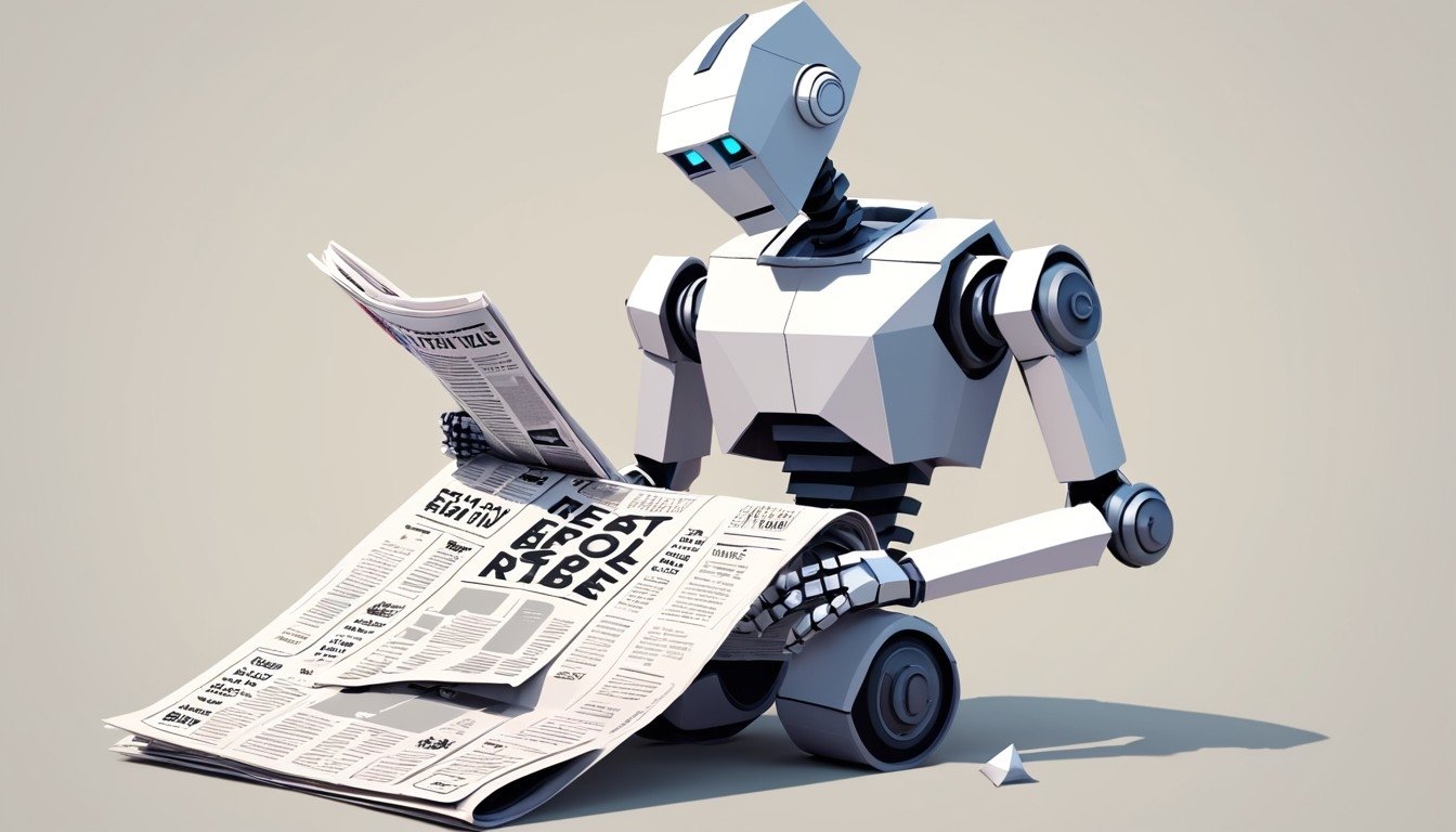 robot a ler jornal