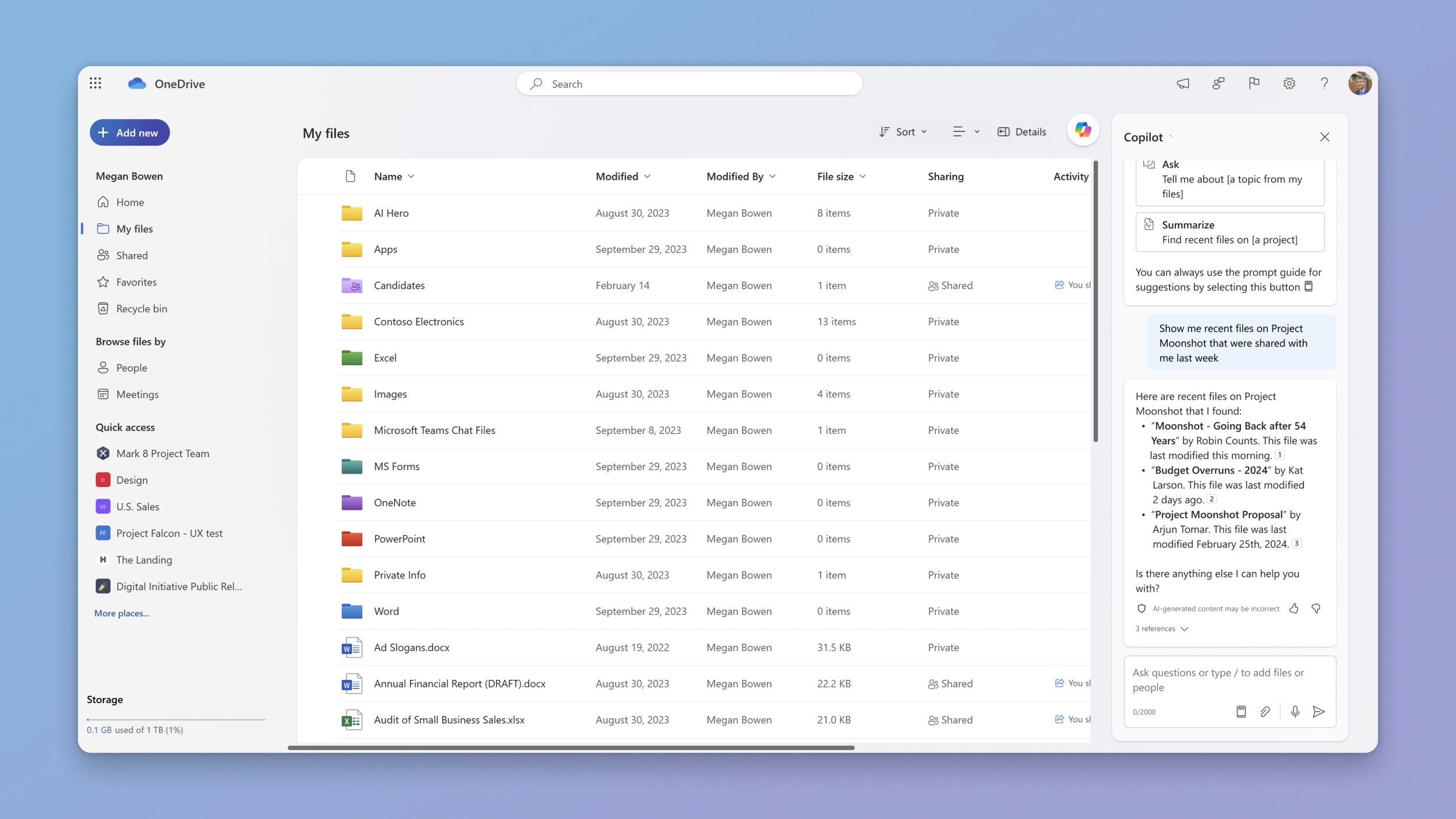 Copilot no OneDrive