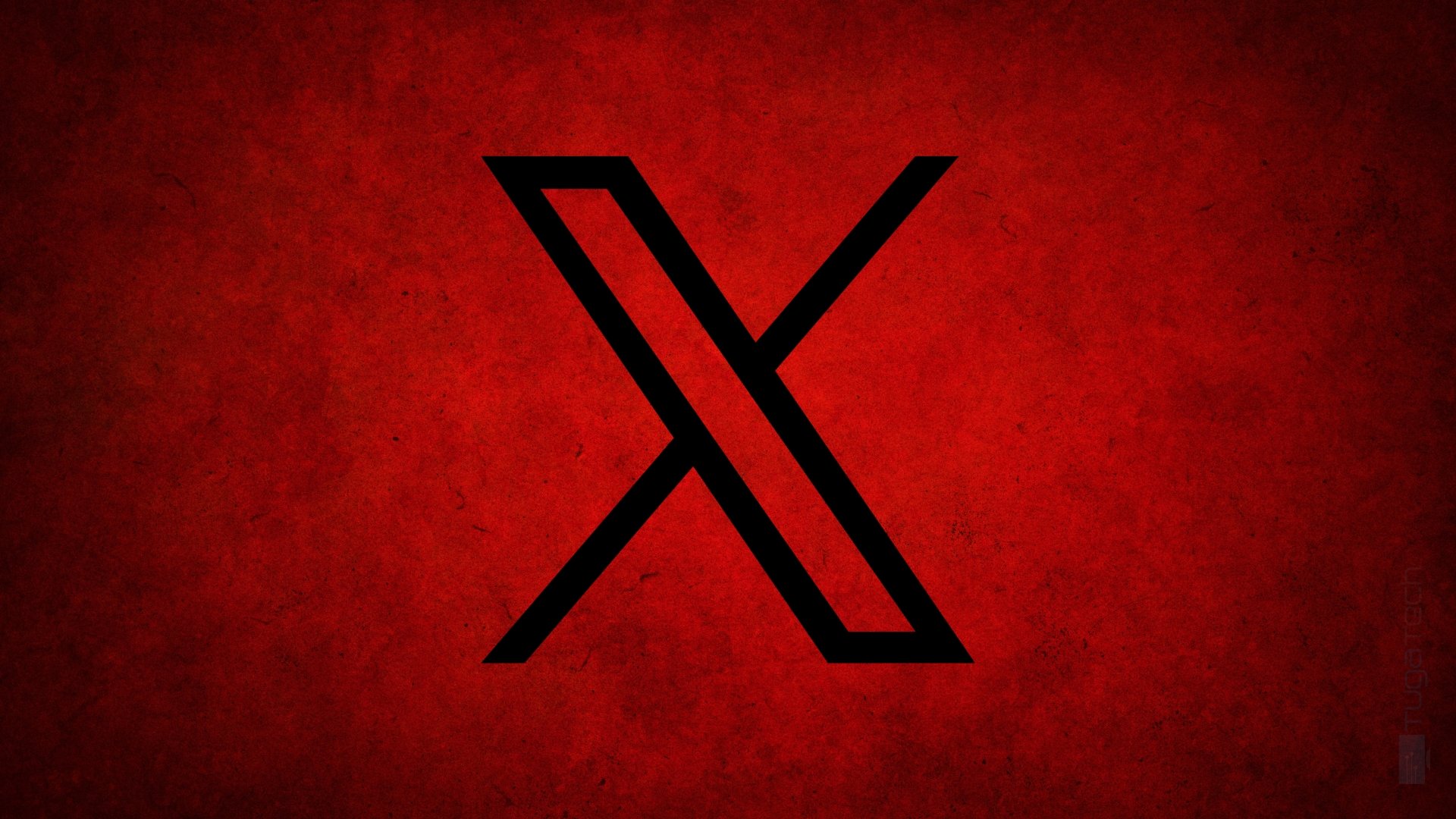 X logo em fundo vermelho
