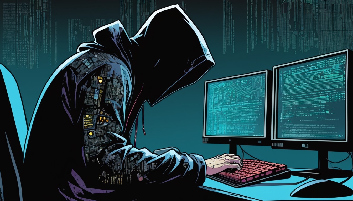 Hacker em frente de computador