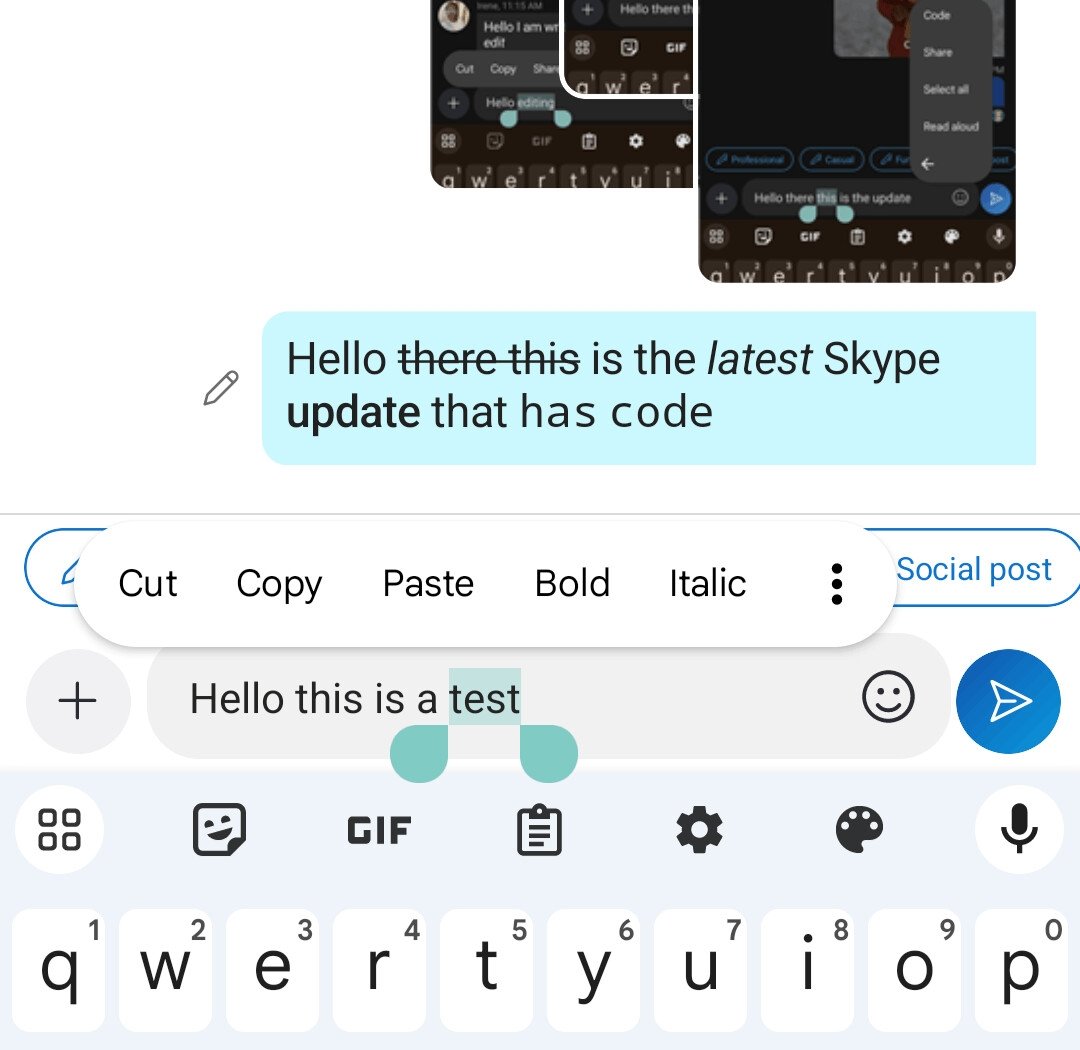formatação de texto no skype