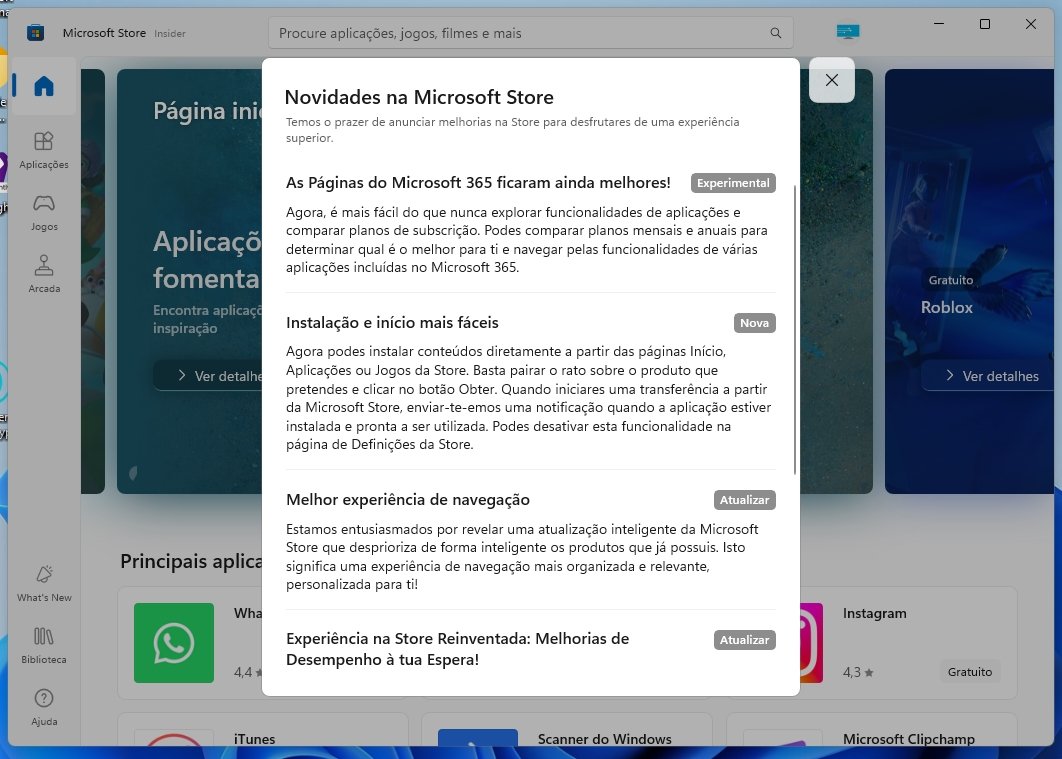 secção de novidades da Microsoft Store