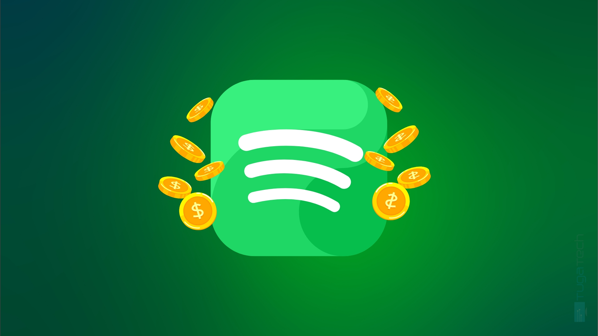 Spotify com moedas na cabeça