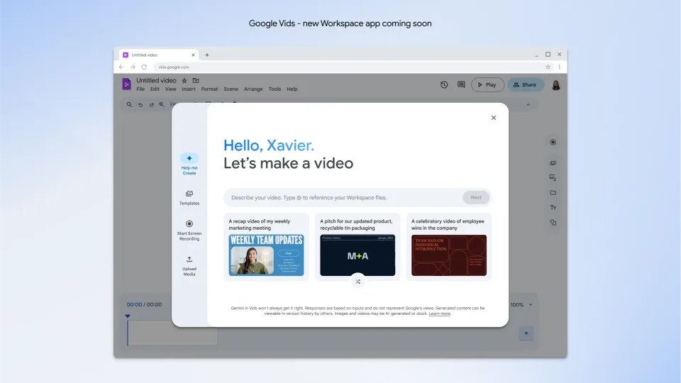 Google prepara-se para usar IA na criação de vídeos com o Vids