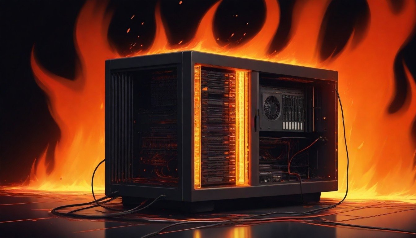 Computador em fogo