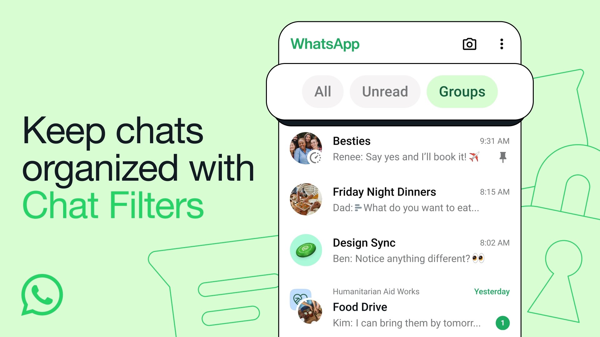 WhatsApp lança filtros para organizar melhor as conversas