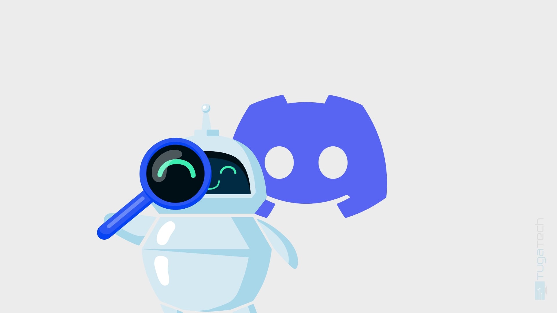Discord em pesquisa com robot e lupa
