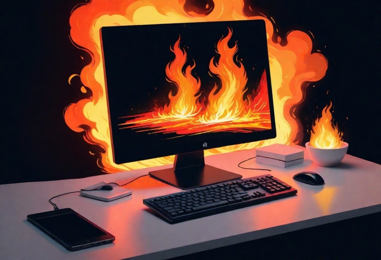 computador em fogo