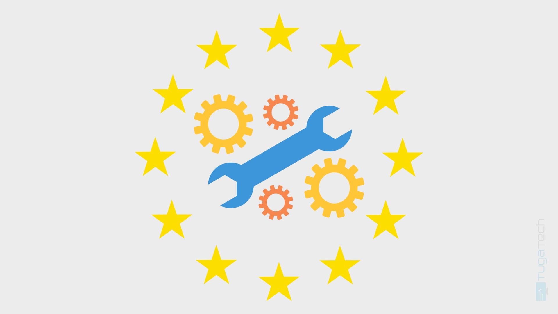 Bandeira europeia com itens de reparação