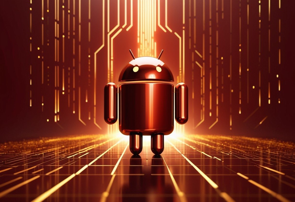 Android em fundo vermelho