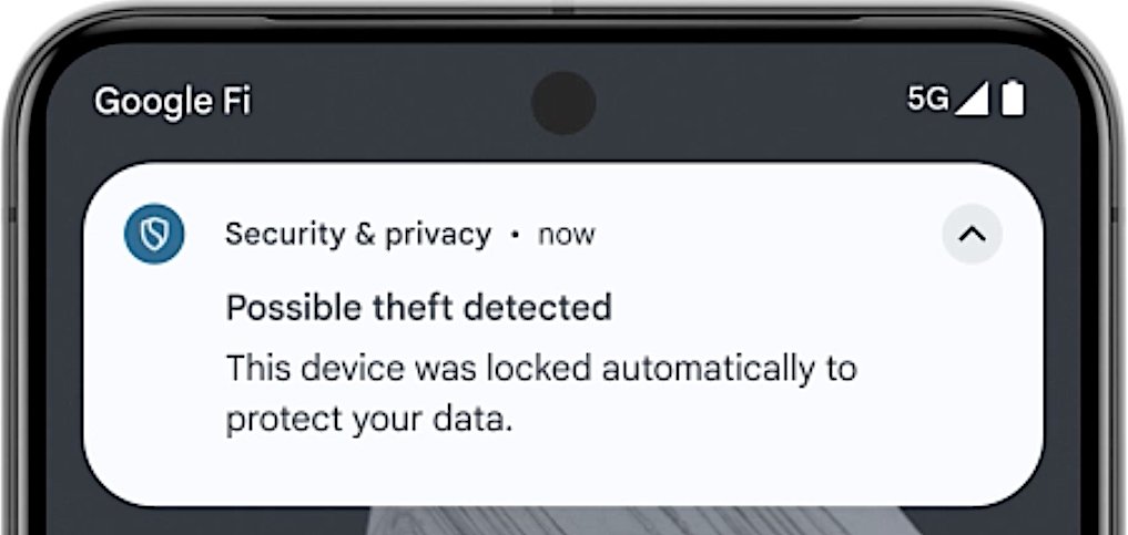 notificação de um possivel roubo detetado pelo android