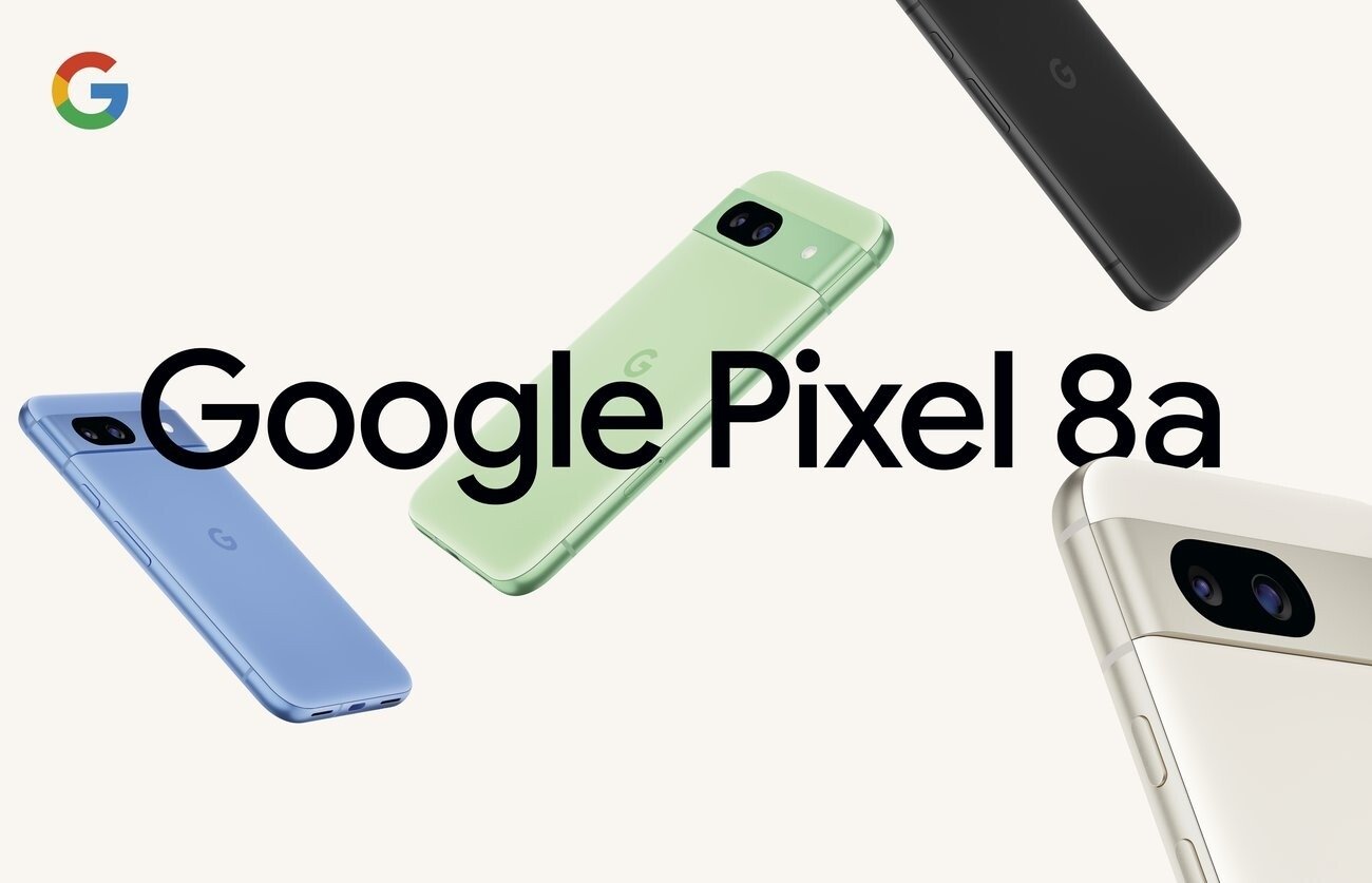 Google Pixel 8a imagem promocional com vários dispositivos