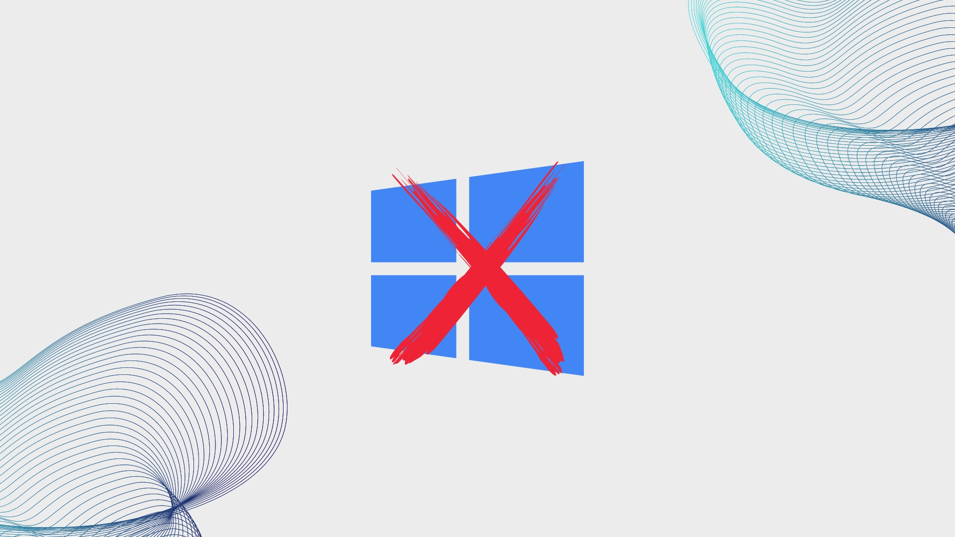 Windows logo com um risco de X no meio