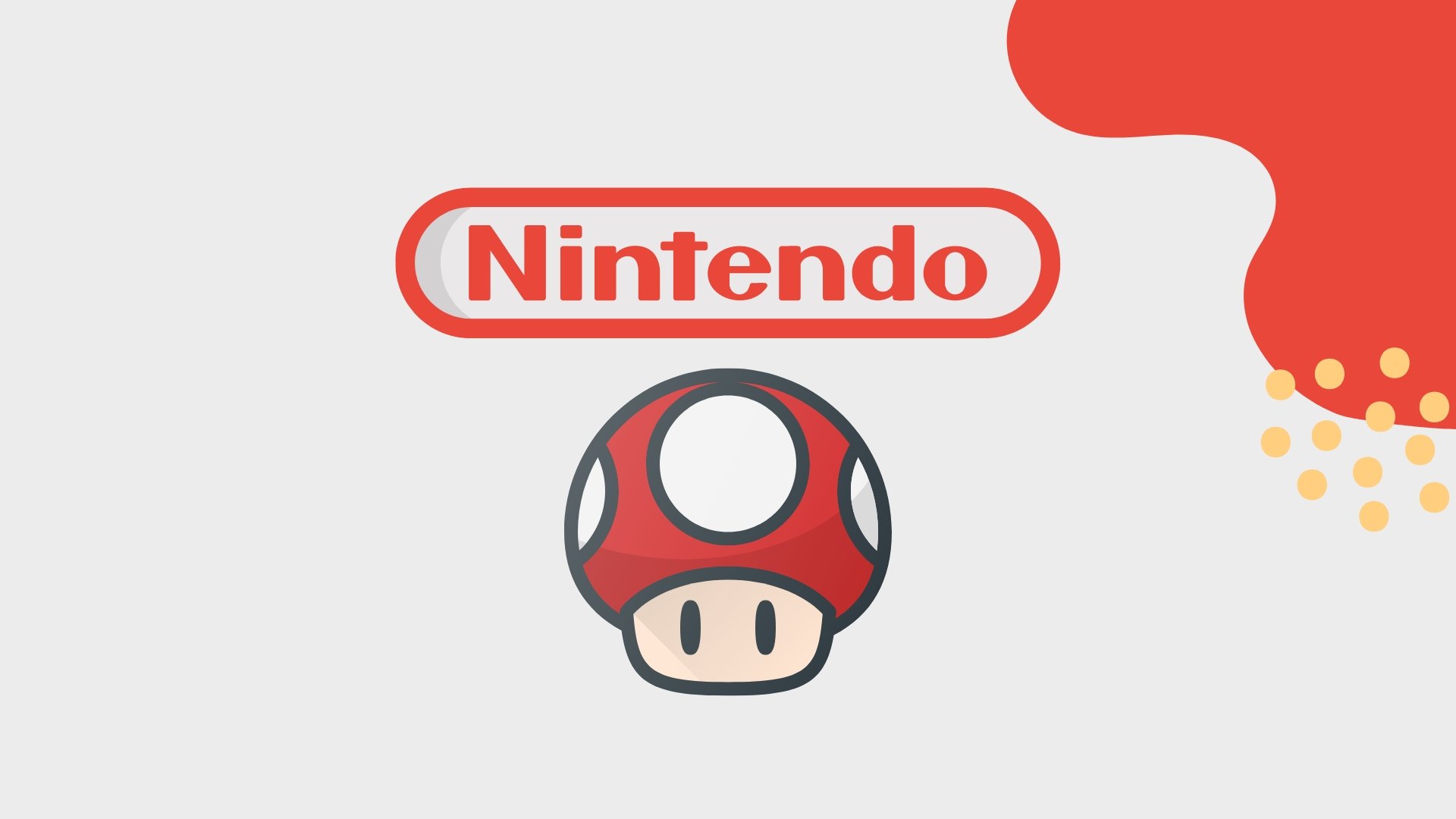 Logo da Nintendo e cogumelo de super mário